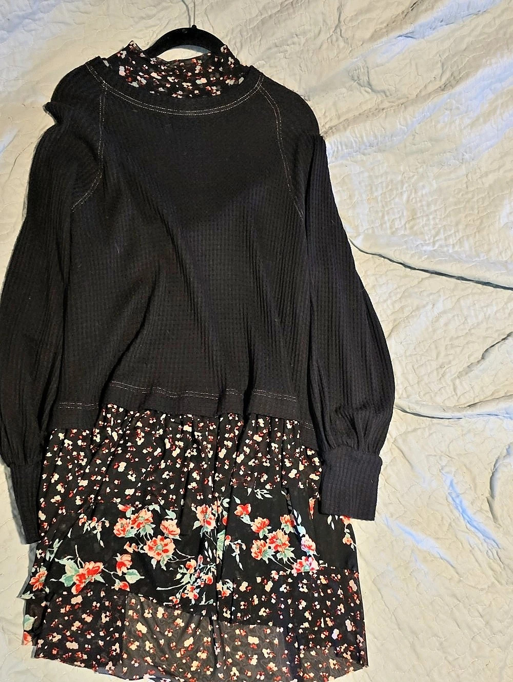 Free People Medium Floral Mini Dress in Black & Red Size Medium